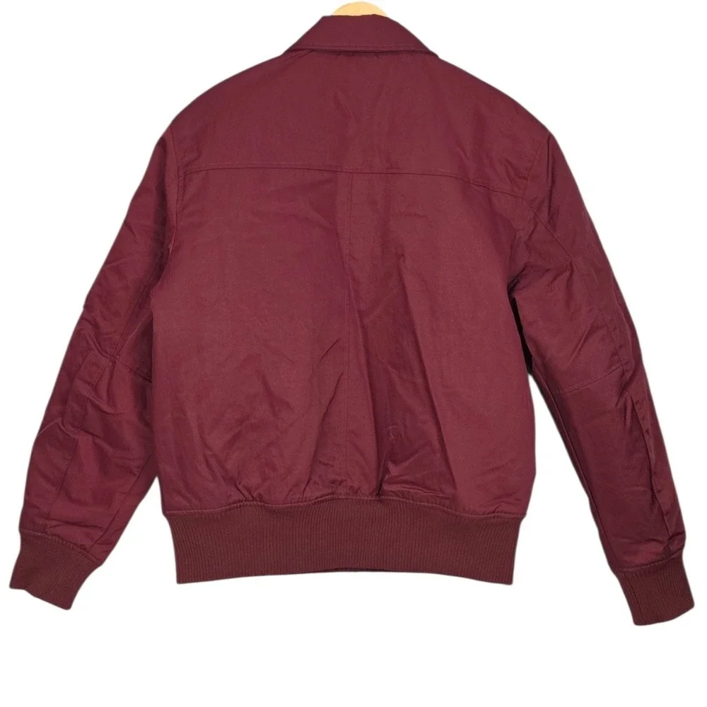 Banana Republic Flight Bomber Jacket Mens Medium Burgundy Quilted Lining Nylon